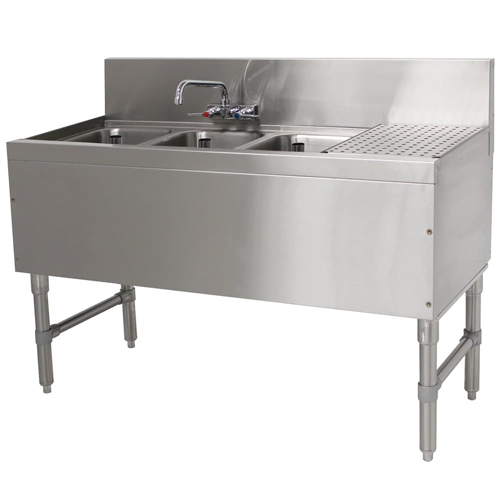 Advance Tabco PRB-19-43L 48" 3 Compartment Sink w/ 10"L x 14"W Bowl, 10" Deep