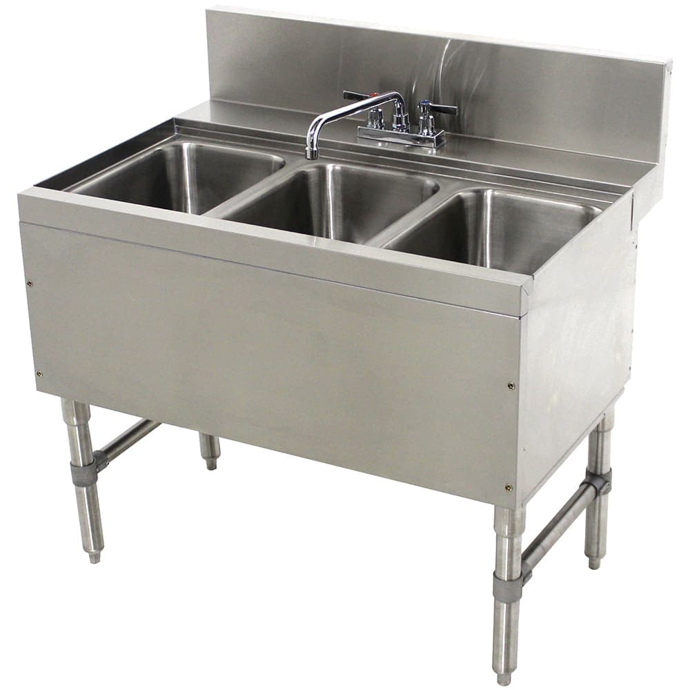 Advance Tabco PRB-24-33C 36" 3 Compartment Sink w/ 10"L x 14"W Bowl, 10" Deep