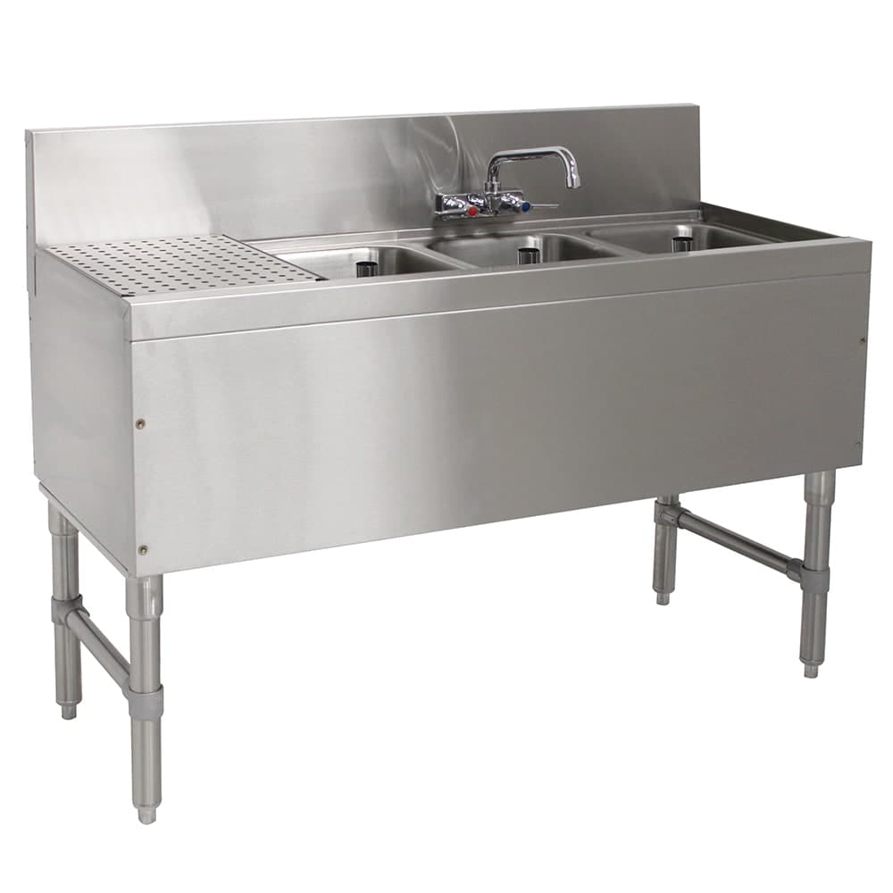 Advance Tabco PRB-24-43R 48" 3 Compartment Sink w/ 10"L x 14"W Bowl, 10" Deep