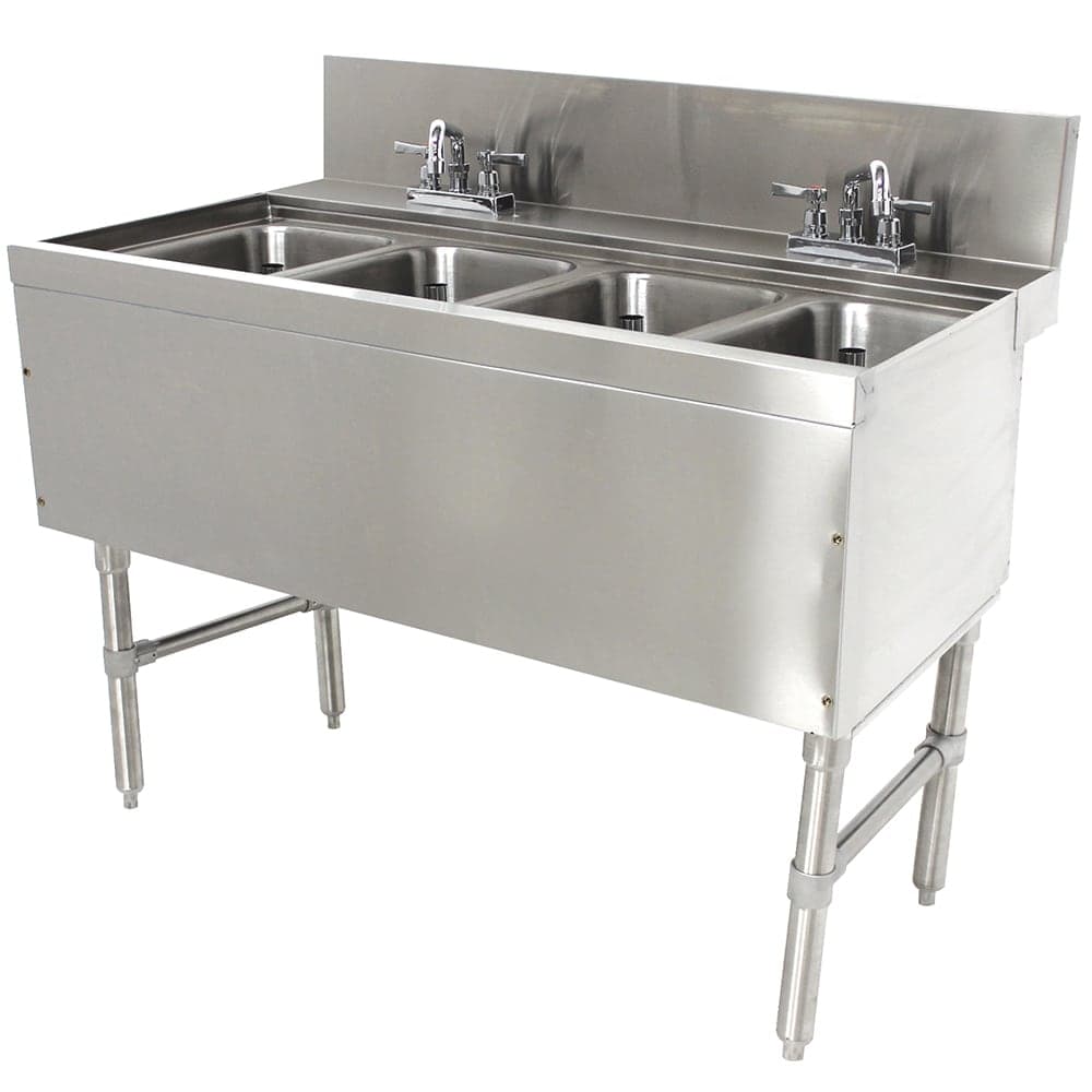 Advance Tabco PRB-24-44C 48" 4 Compartment Sink w/ 10"L x 14"W Bowl, 10" Deep