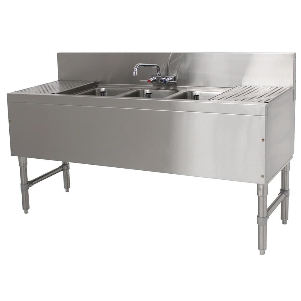 Advance Tabco PRB-24-53C 60" 3 Compartment Sink w/ 10"L x 14"W Bowl, 10" Deep