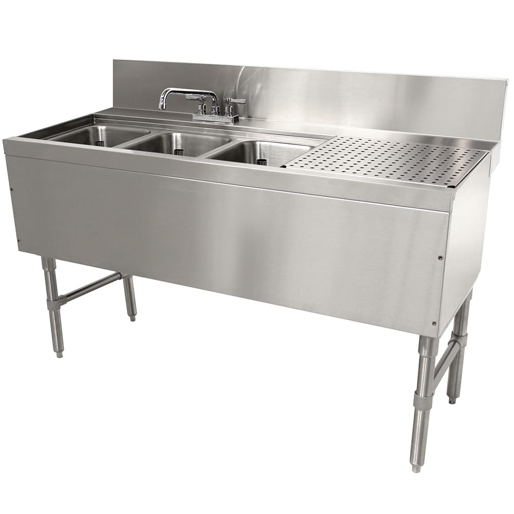 Advance Tabco PRB-24-53L 60" 3 Compartment Sink w/ 10"L x 14"W Bowl, 10" Deep