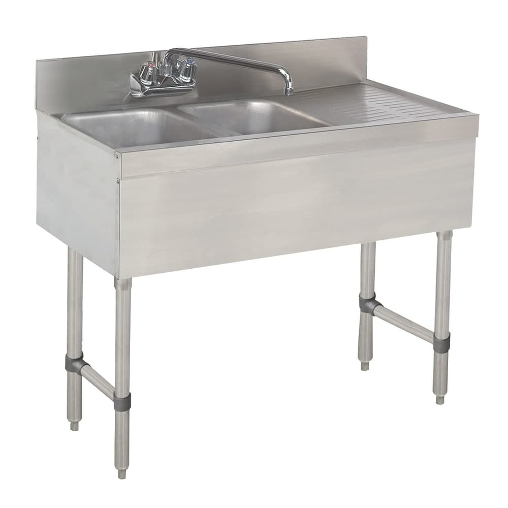 Advance Tabco SLB-32L 36" 2 Compartment Sink w/ 10"L x 14"W Bowl, 10" Deep