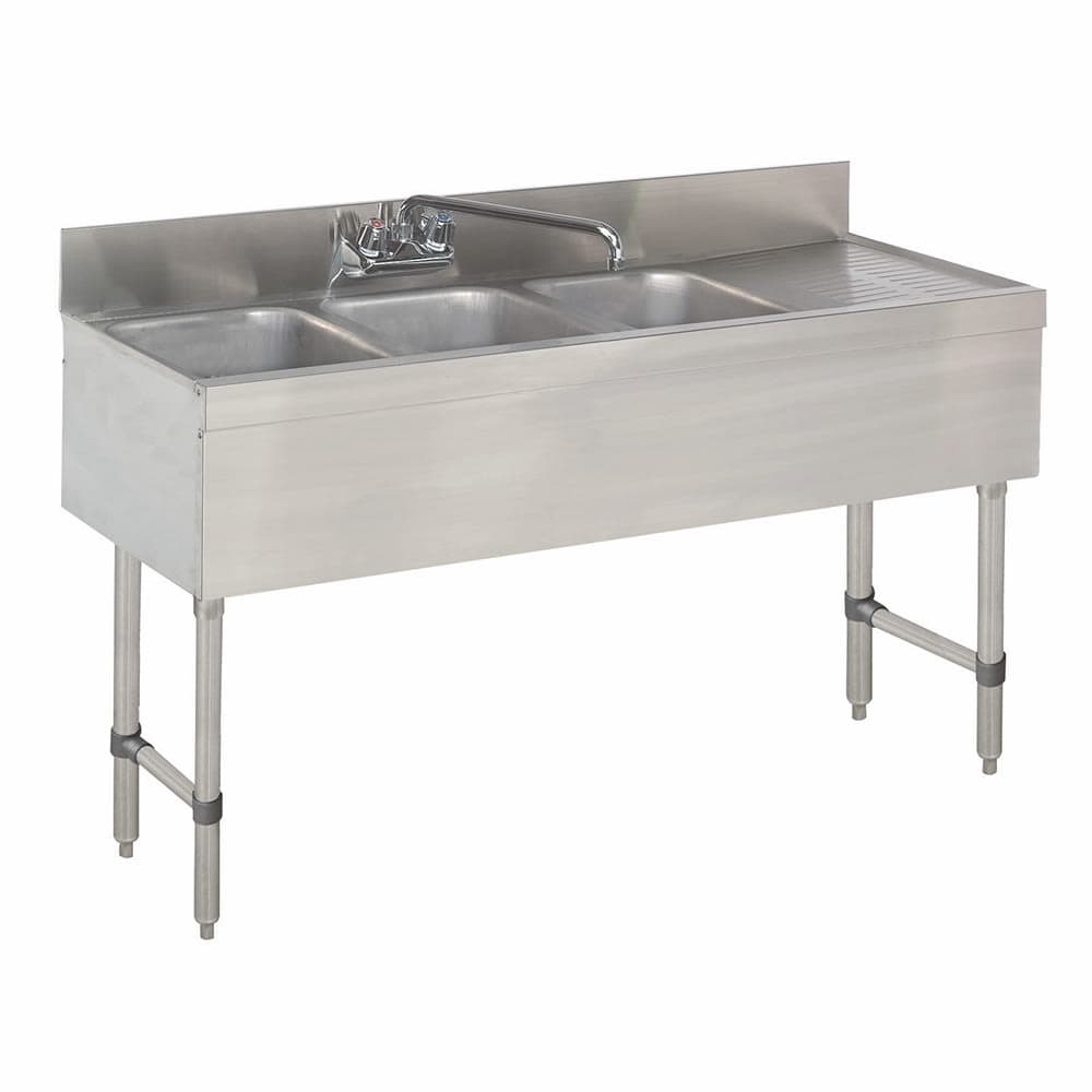 Advance Tabco SLB-43L 48" 3 Compartment Sink w/ 10"L x 14"W Bowl, 10" Deep