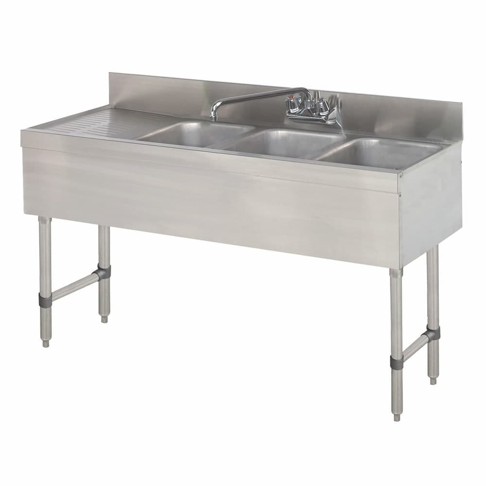 Advance Tabco SLB-43R 48" 3 Compartment Sink w/ 10"L x 14"W Bowl, 10" Deep