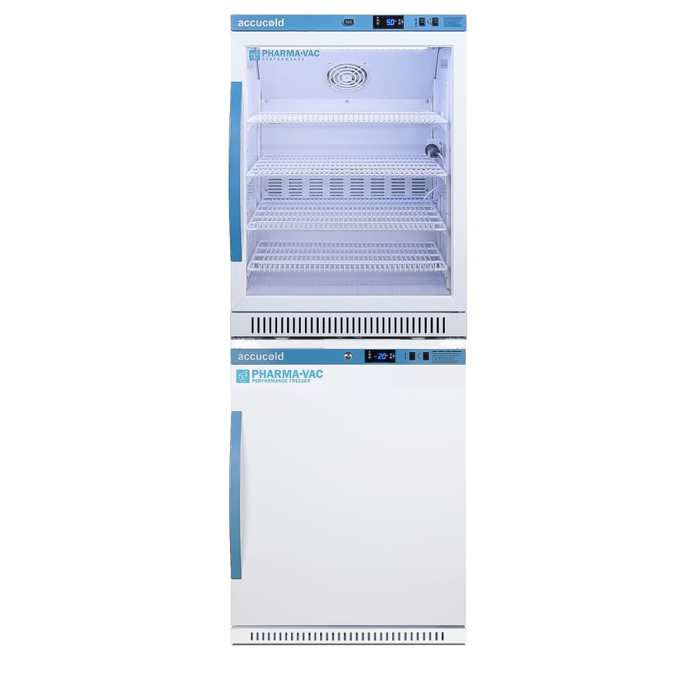 Accucold 9.88 cu ft Medical Refrigerator/Freezer Combo w/ Antimicrobial Handle - White, 115v (ARG6PV-AFZ5PVBIADASTACK)