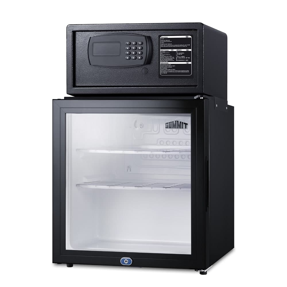 Summit MBSAFEG 1.6 cu ft Minibar Refrigerator & Safe w/ Glass Door - Black, 115v