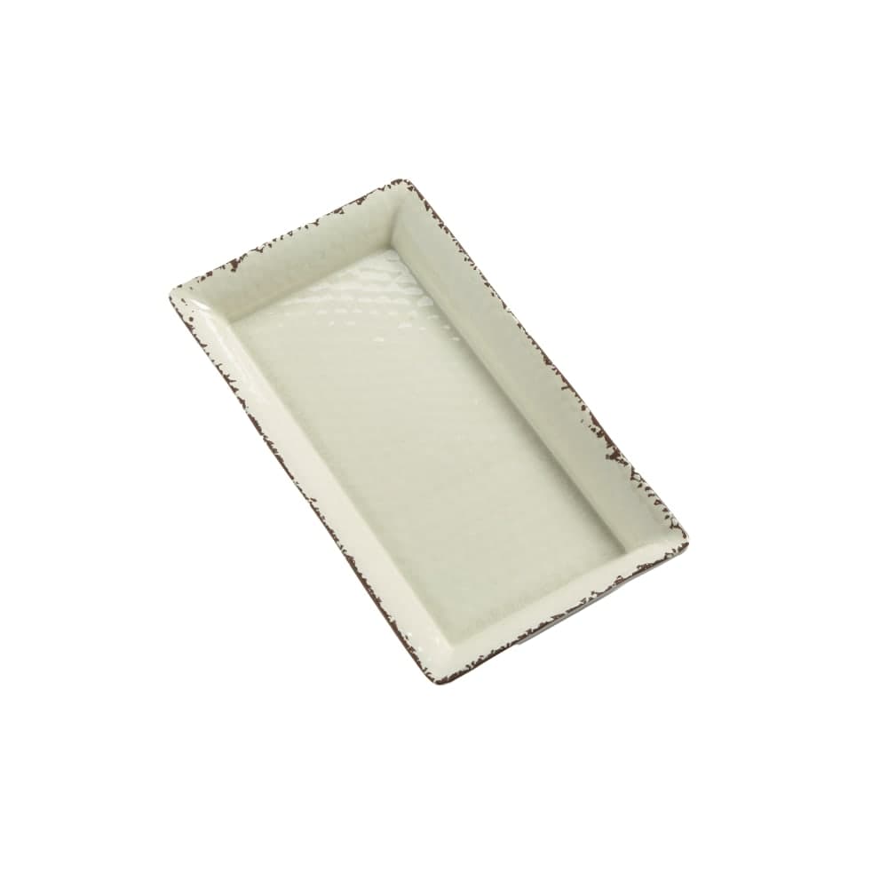 American Metalcraft AWMEL19 14" x 7 1/2" Rectangular Platter - Melamine, Antique White