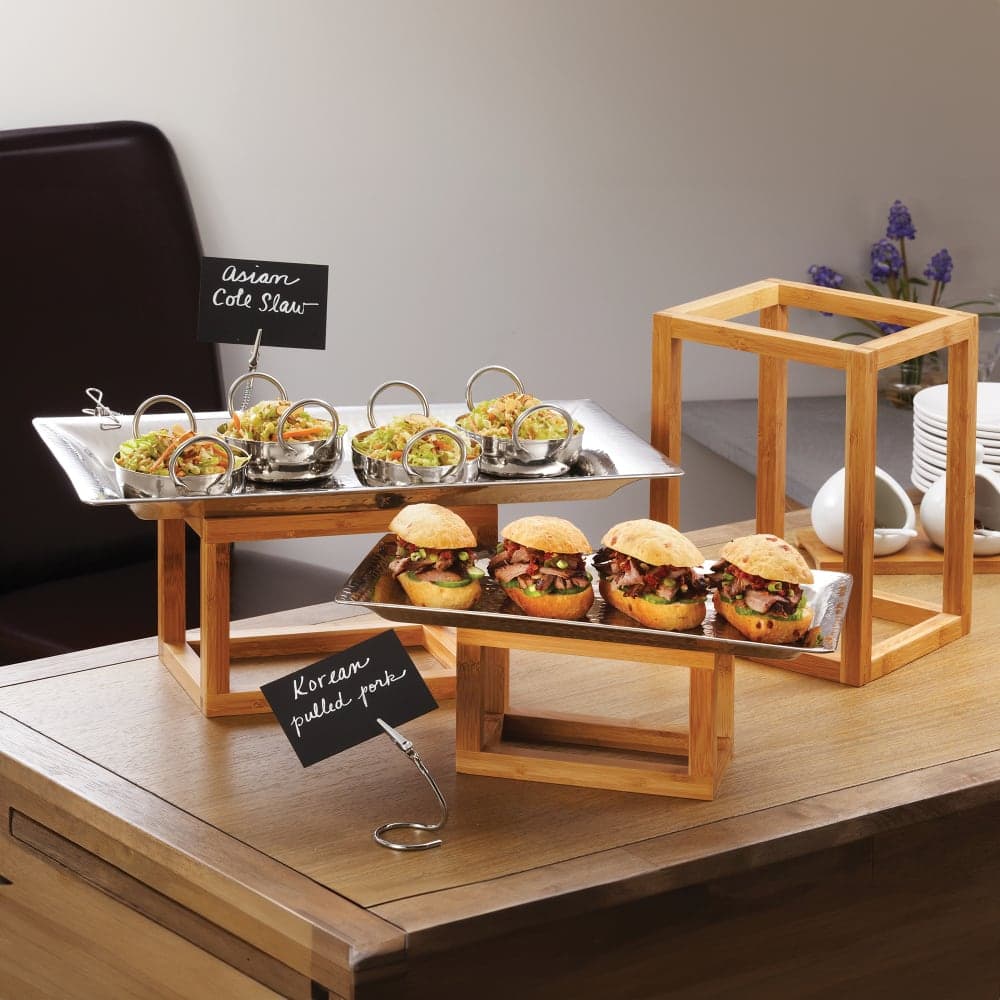 American Metalcraft BAMRSET 3 Set Riser w/ Open Frame, Bamboo