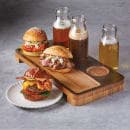 American Metalcraft BWF3 Pairing Taster Flight Board w/ (3) Cutouts - 13 7/8" x 6 7/8", Carbonized Bamboo thumbnail 2