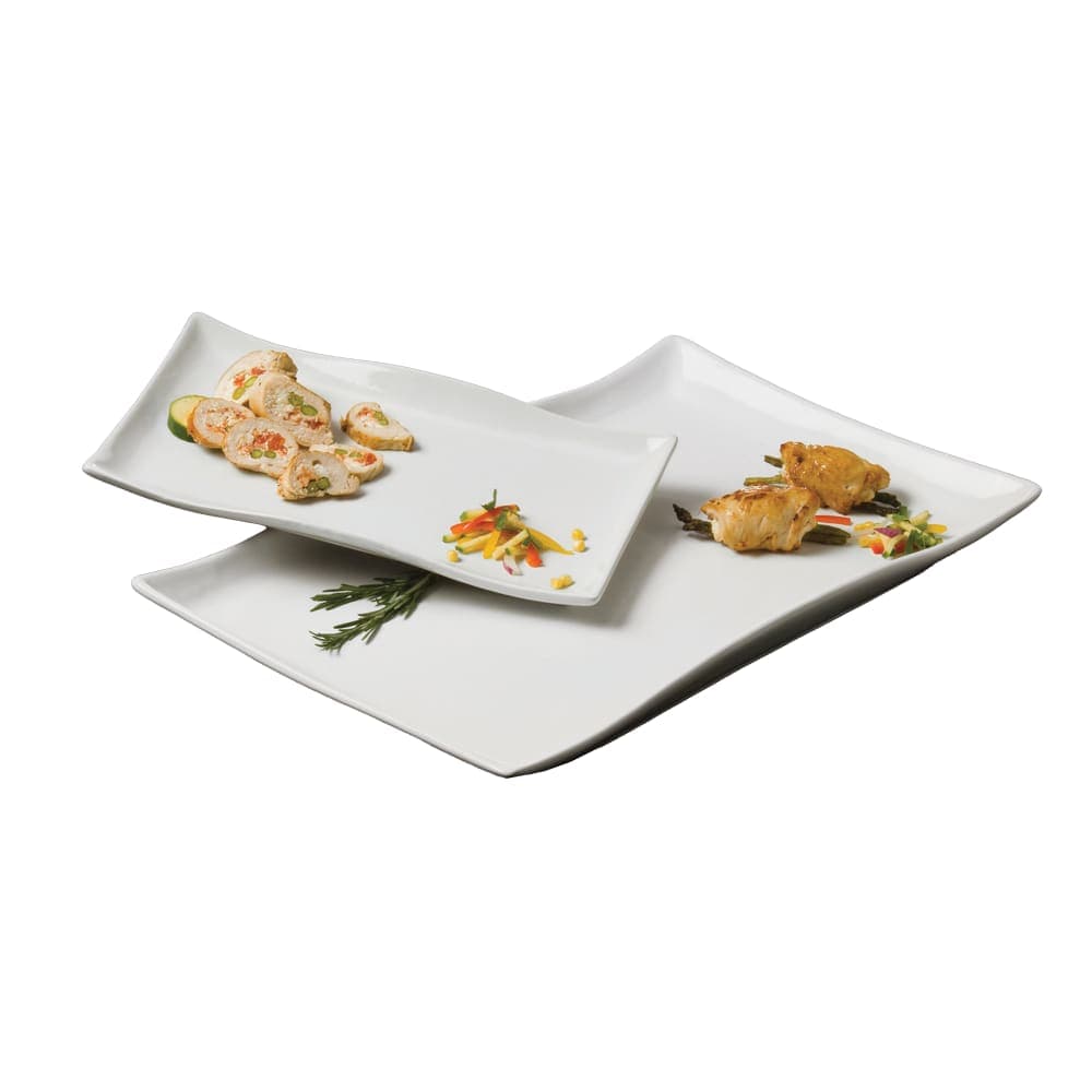 American Metalcraft CER25 Rectangular Wavy Platter, 21 3/4 x 14 1/8", Ceramic/White