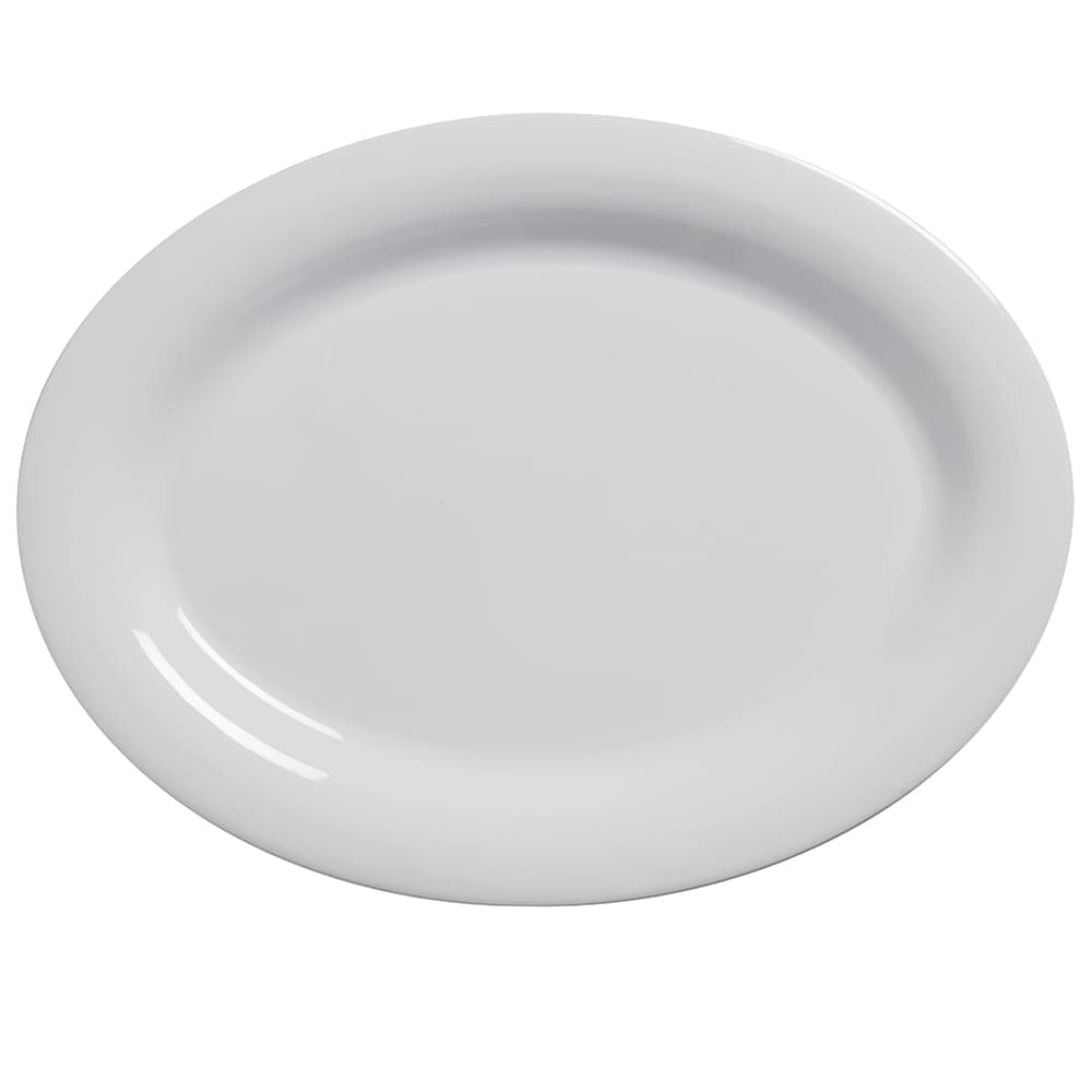 American Metalcraft DPL12WH 12" x 9" Oval Jane Platter - Melamine, White