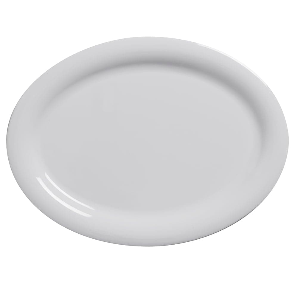 American Metalcraft DPL9WH 9 3/4" x 7 1/4" Oval Jane Platter - Melamine, White