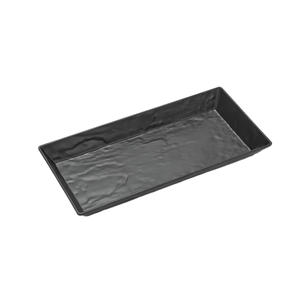 American Metalcraft FSMEL21 21" x 13" Rectangular Faux Slate Tray - Melamine, Black