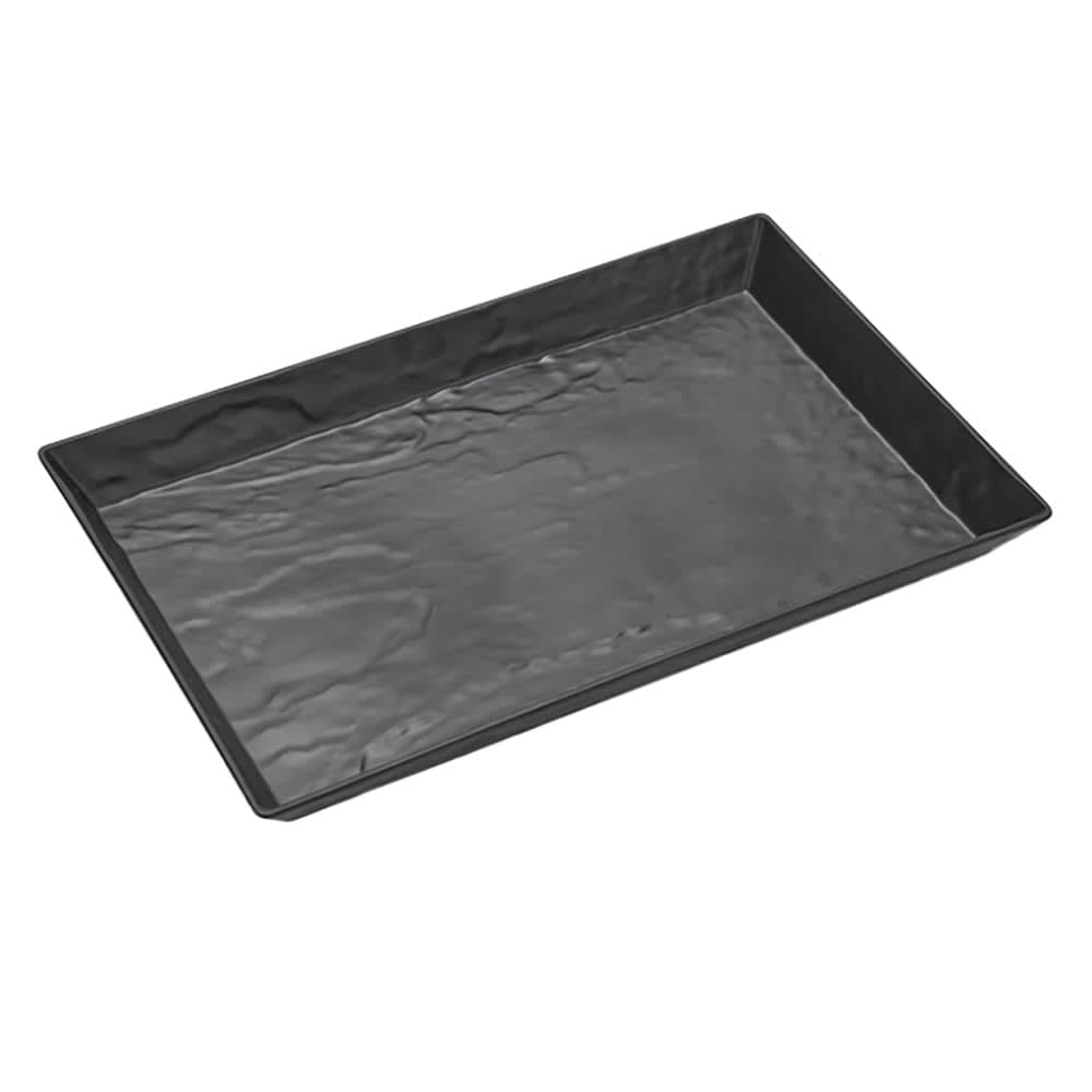 American Metalcraft FSMEL23 18" x 8 1/4" Rectangular Faux Slate - Melamine, Black