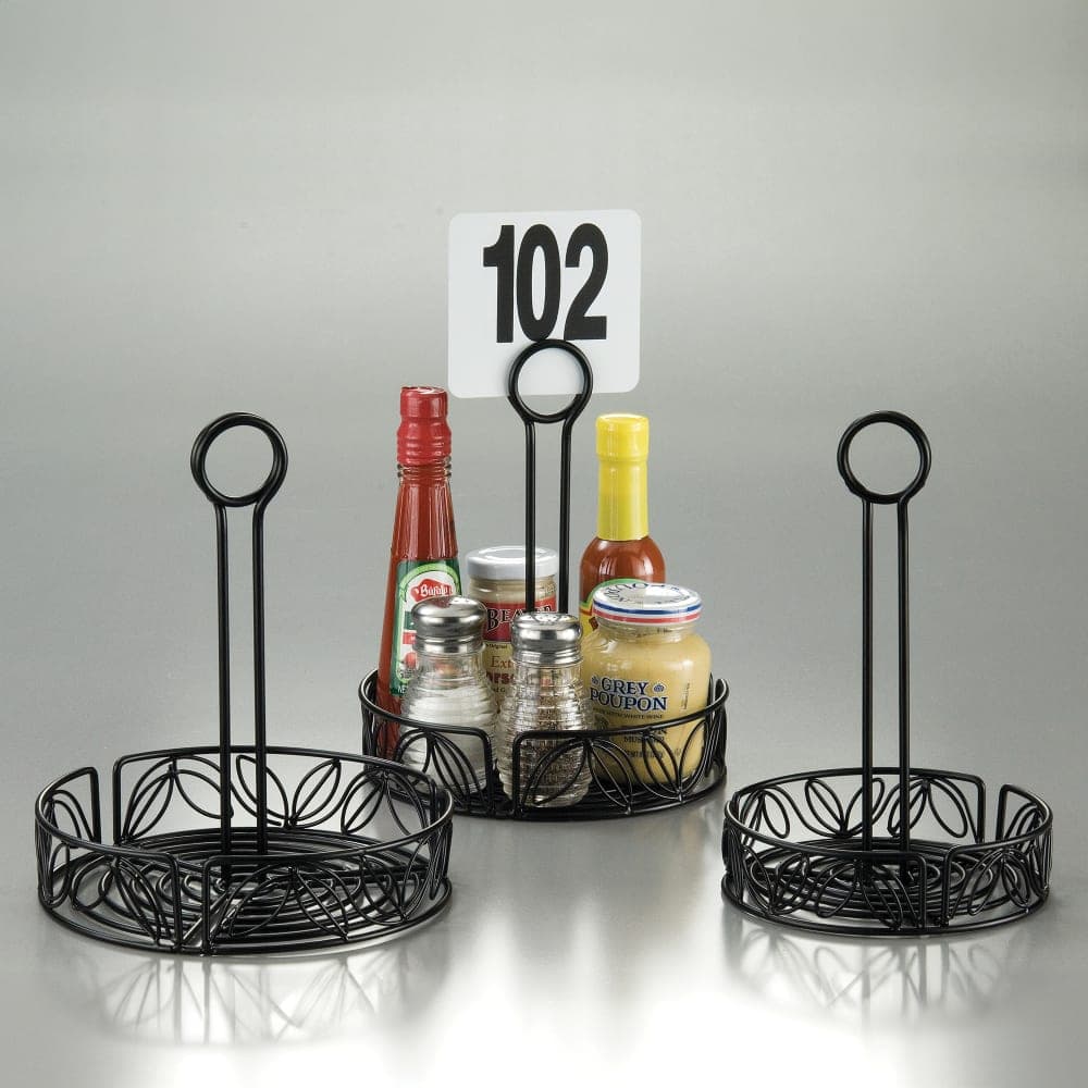 American Metalcraft LDCC16 Round Condiment Caddy - Wrought Iron, Black