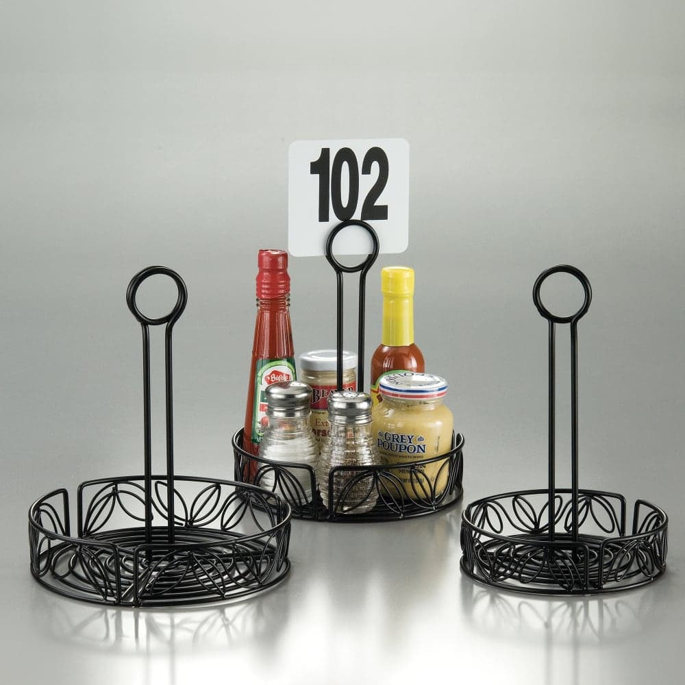 American Metalcraft LDCC18 Round Condiment Caddy - Wrought Iron, Black