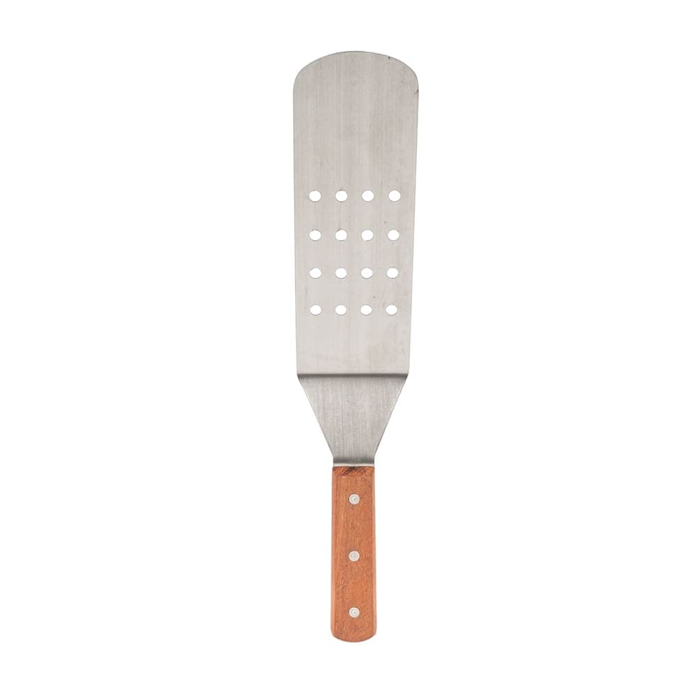 American Metalcraft LT14P 14" Turner w/ Perforated Round Blade, 3x8", Wood/Stainless