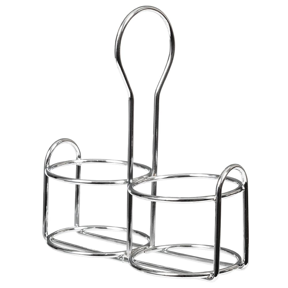 American Metalcraft MCADDY 2 Compartment Oval Condiment Caddy - Stainless Steel