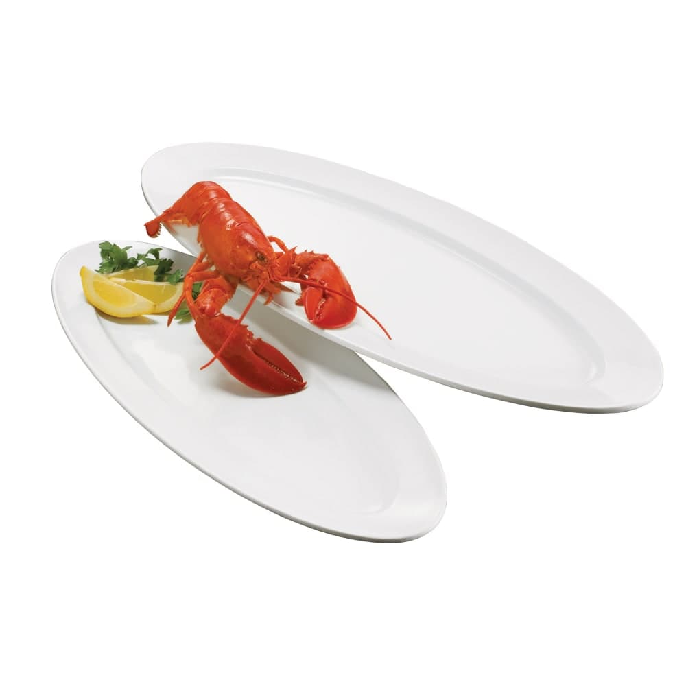 American Metalcraft MEL49 24" x 9" Oval Endurance Platter - Melamine, White