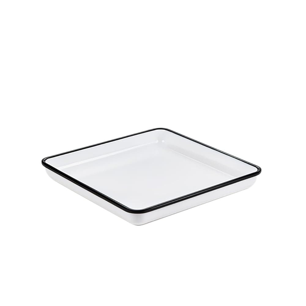 American Metalcraft MRSW9 9 7/8" Square Endurance Platter - Melamine, White/Black