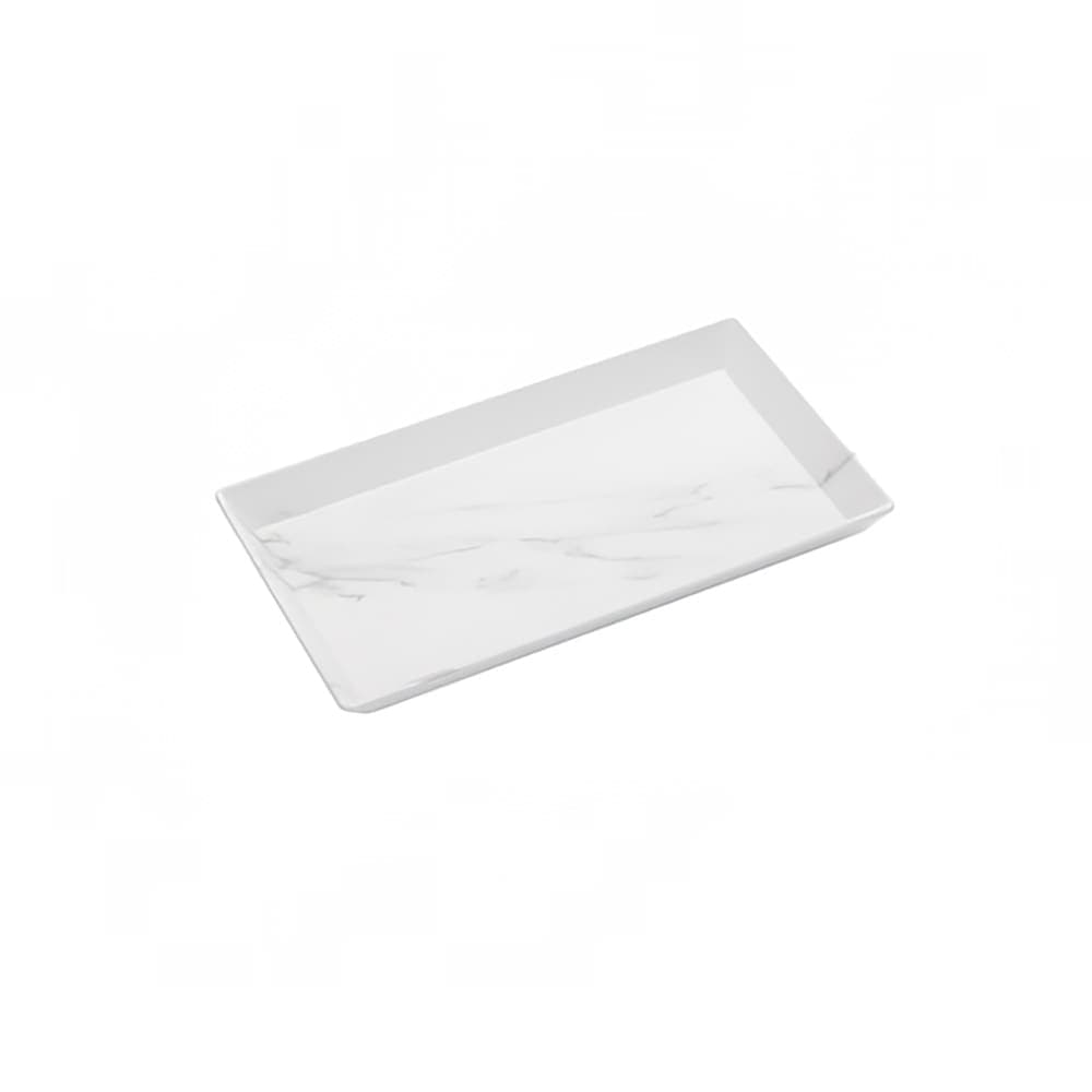 American Metalcraft MWMEL19 14" x 7 1/2" Rectangular Naturals Platter - Melamine, White Marble