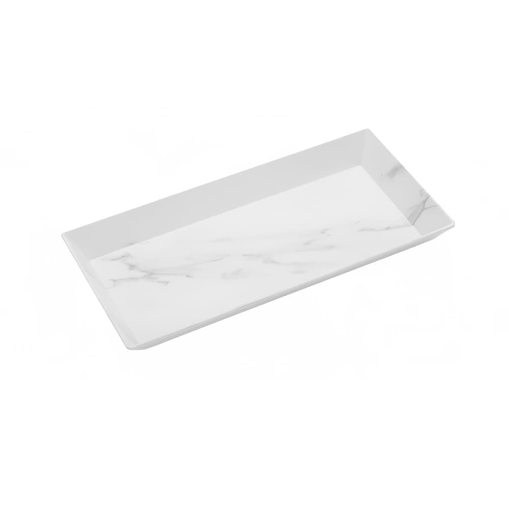 American Metalcraft MWMEL21 21" x 13" Rectangular Naturals Platter - Melamine, White Marble