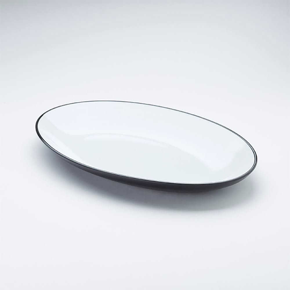 American Metalcraft NP18 18" x 12" Oval Platter - Melamine, Black/White
