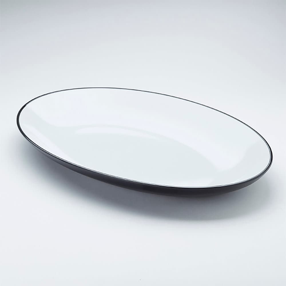 American Metalcraft NP21 21 1/2" x 14 2/5" Oval Platter - Melamine, Black/White