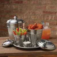 American Metalcraft OSCAR3 6" Mini Trash Can Serving Basket, 66 oz, Stainless Steel thumbnail 5