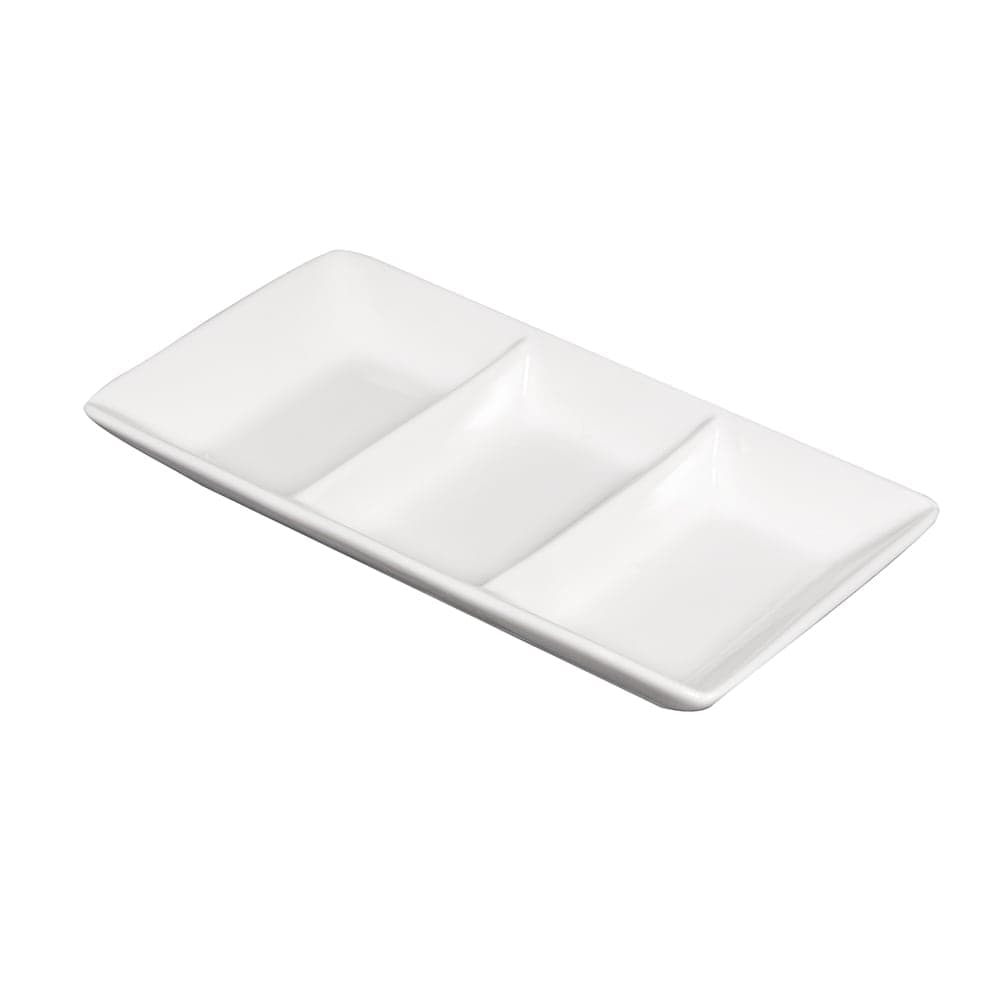 American Metalcraft PORSD3R 3 Compartment Sauce Dish, 5 3/4 x 3 1/8", Porcelain
