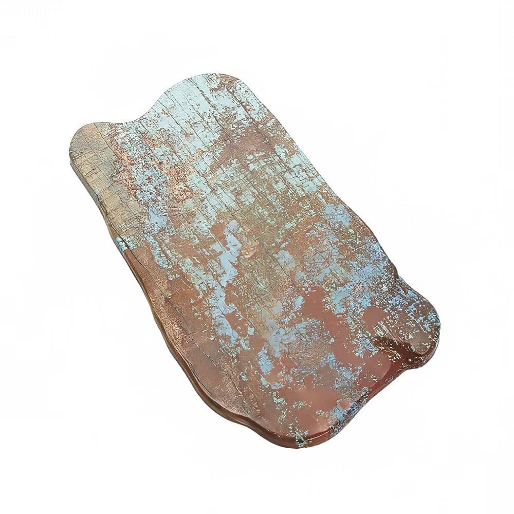 American Metalcraft RM17 Organic Oblong Melamine Serving Board - 17 3/8" x 9 7/8", Reclaimed Wood Pattern