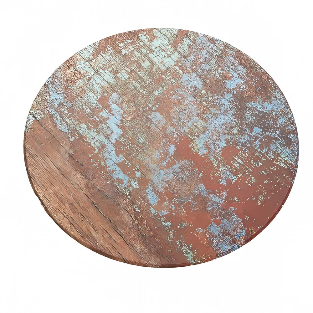 American Metalcraft RM21 21 1/2" Round Melamine Serving Board, Reclaimed Wood Pattern