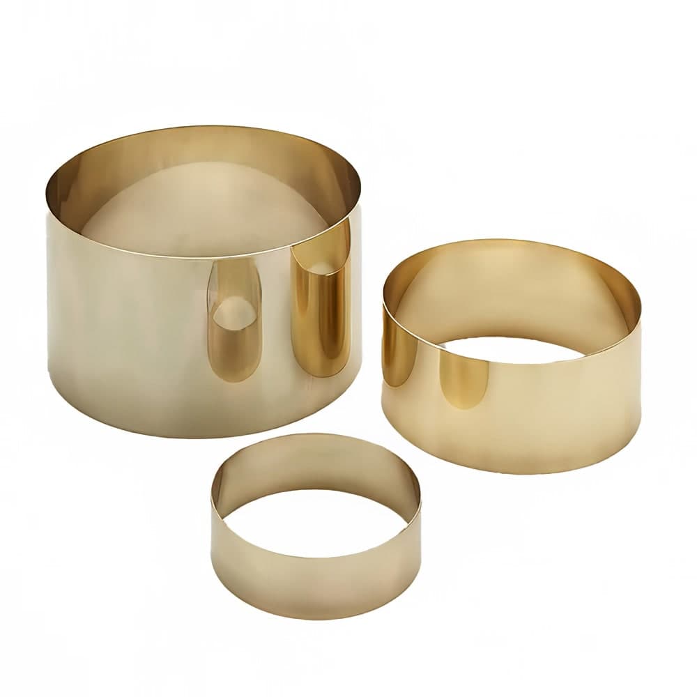 American Metalcraft RRG2 3 Piece Round Riser Set - Stainless Stee, Satin Gold