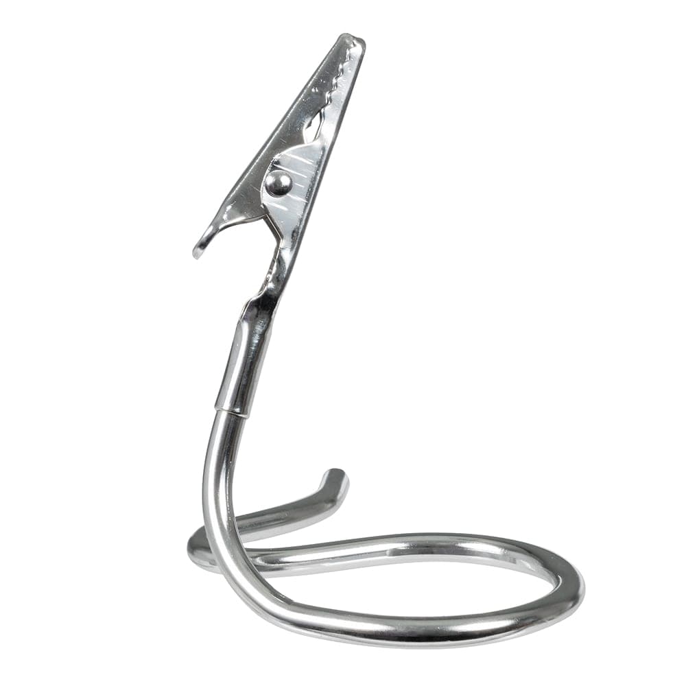 American Metalcraft SAC35 3 1/2" Alligator Clip Card Holder w/ S Design & Swirly Base, Chrome