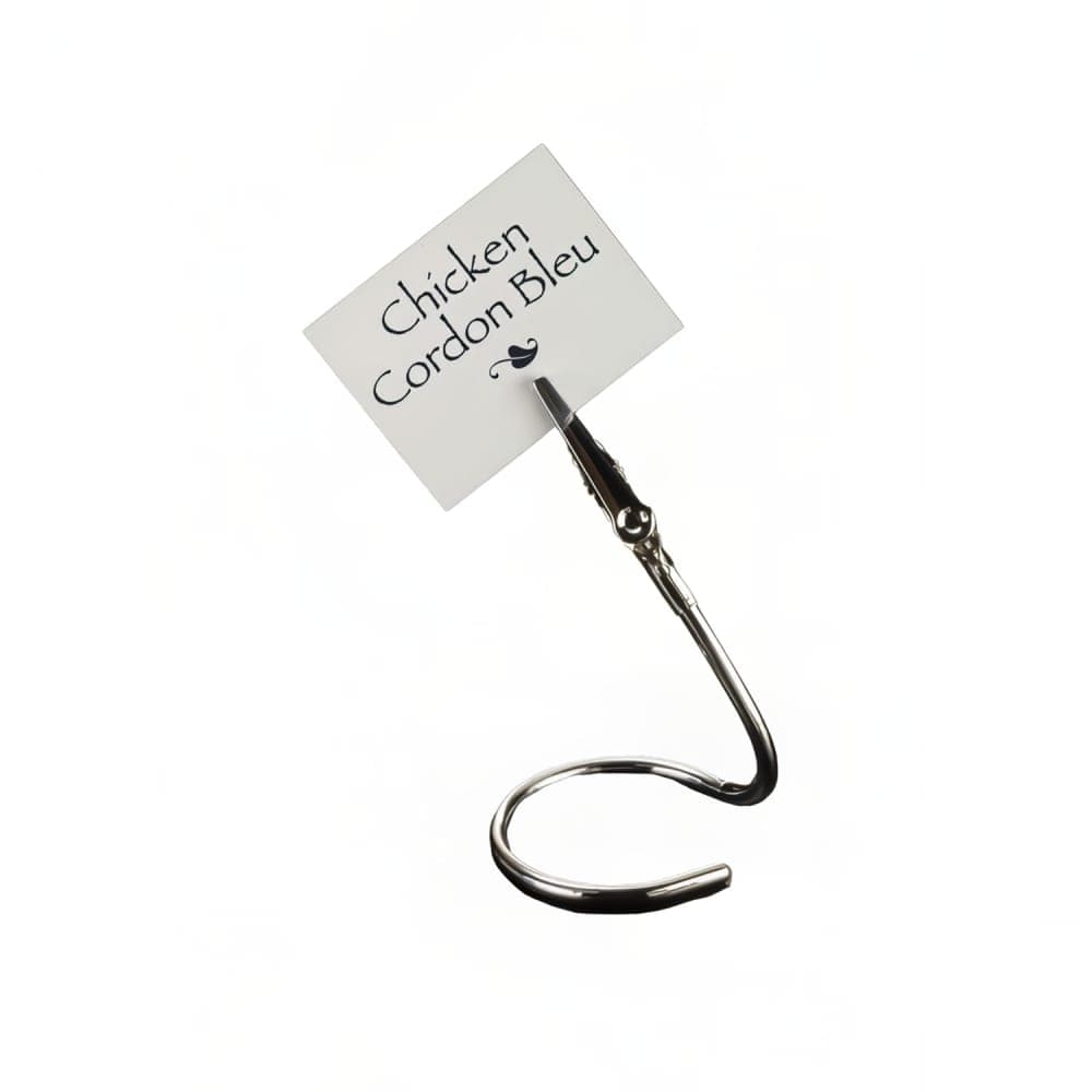 American Metalcraft SAC40 4" Alligator Clip Card Holder w/ C-Design & Swirly Base, Chrome