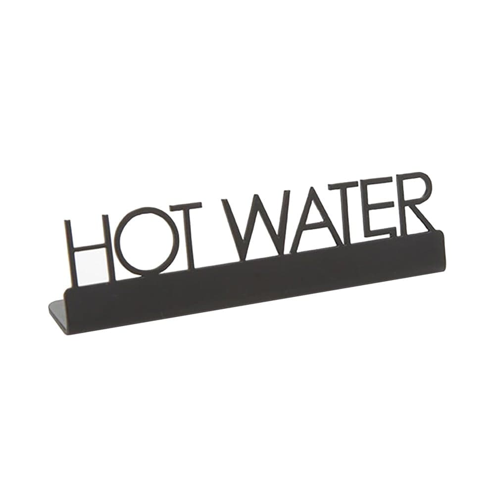 American Metalcraft SBHW5 "Hot Water" Table Tent Sign - 5" x 1 1/4", Stainless, Black