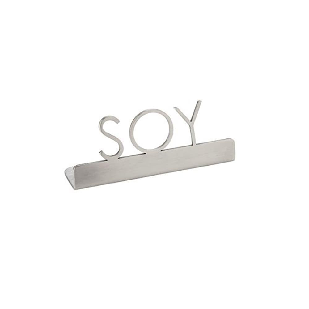 American Metalcraft SSS3 "Soy" Table Tent Sign - 3" x 1 1/4", Stainless