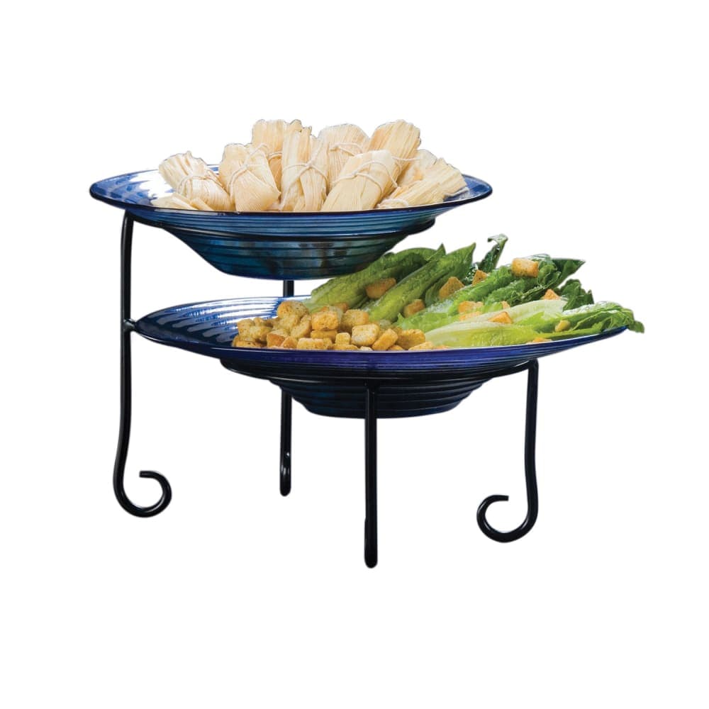 American Metalcraft TLSP1219 Ironworks™ 2 Tier Display Stand w/ Curled Foot, 11 3/4x19 3/8", Wrought Iron/Black