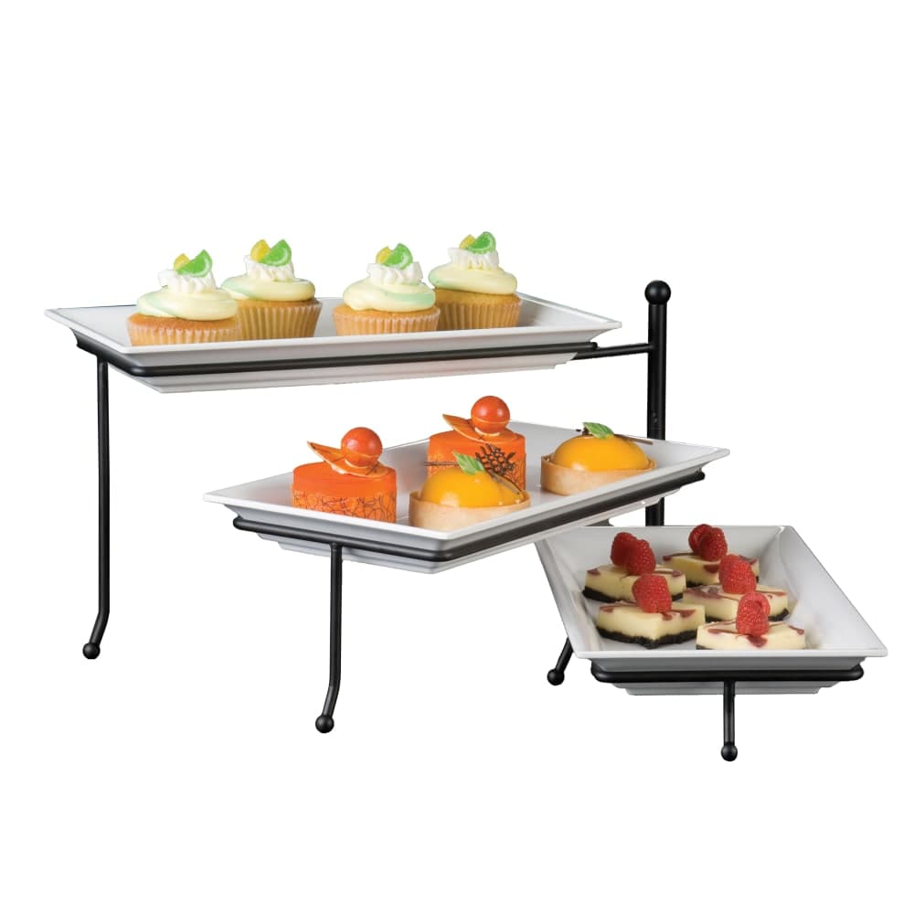 American Metalcraft TTREC3 3 Tier Display Stand, Swings Open From Center, Wrought Iron