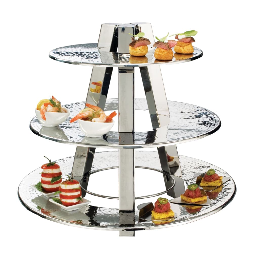 American Metalcraft TTS2319 3 Tier Accent Display Stand, Hammered, Stainless