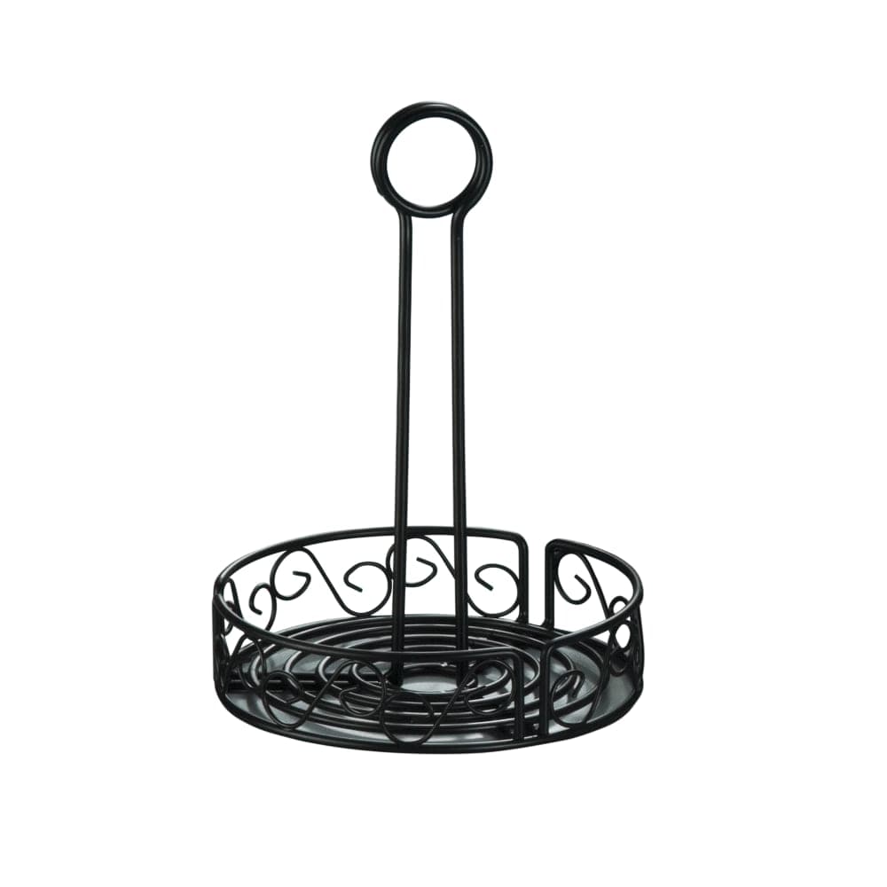 American Metalcraft WBCC6 Round Condiment Caddy - Wrought Iron, Black