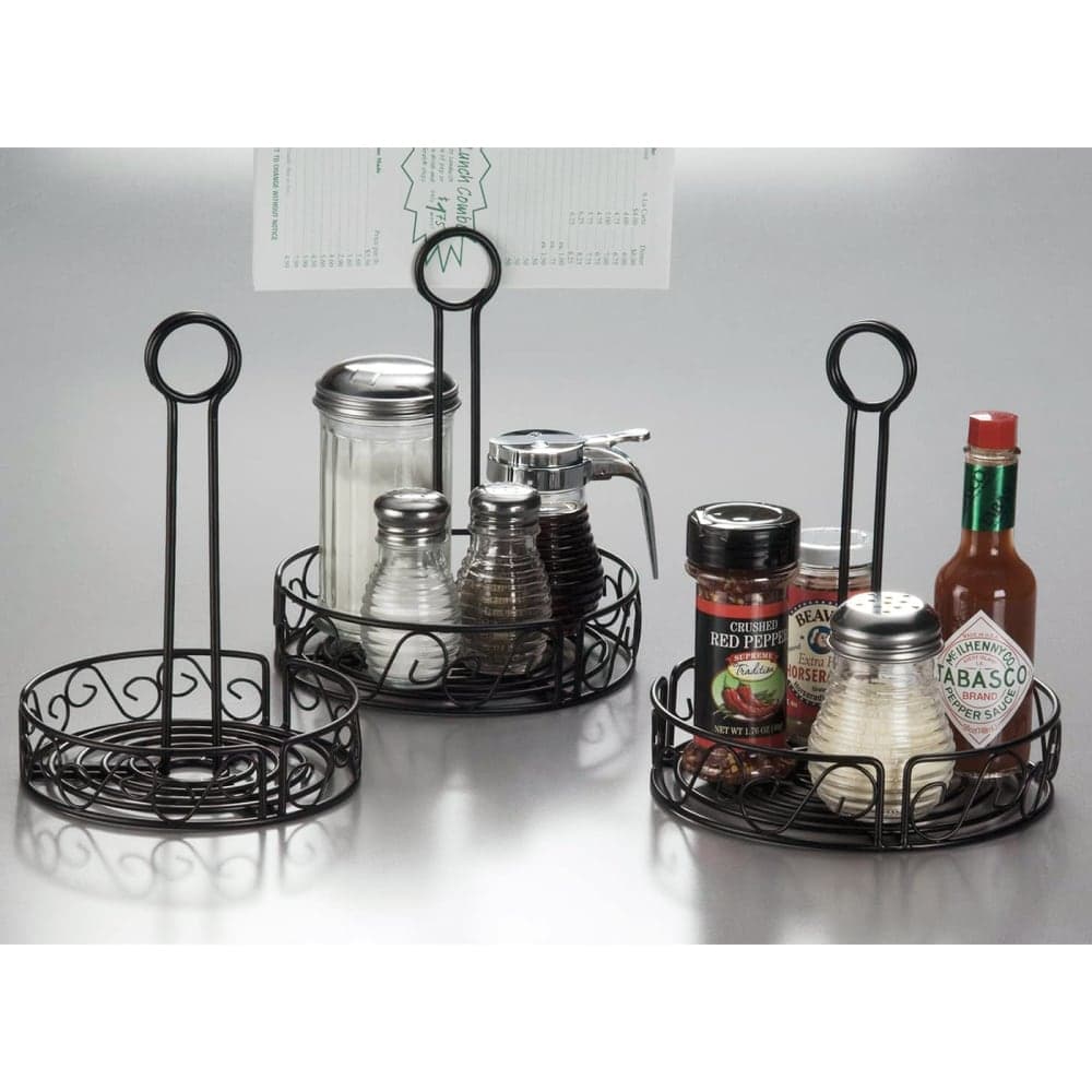 American Metalcraft WBCC7 Round Condiment Caddy - Wrought Iron, Black