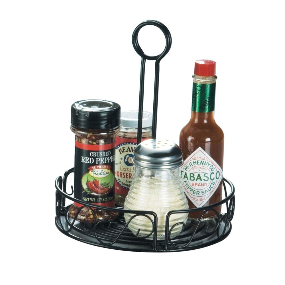 American Metalcraft WBCC8 Round Condiment Caddy - Wrought Iron, Black