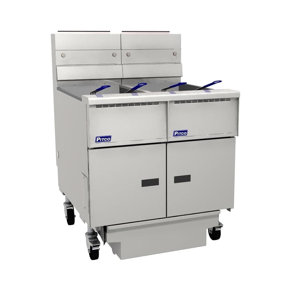 Pitco SG14-2FD NG Gas Fryer - (2) 50 lb Vats, Floor Model, Natural Gas