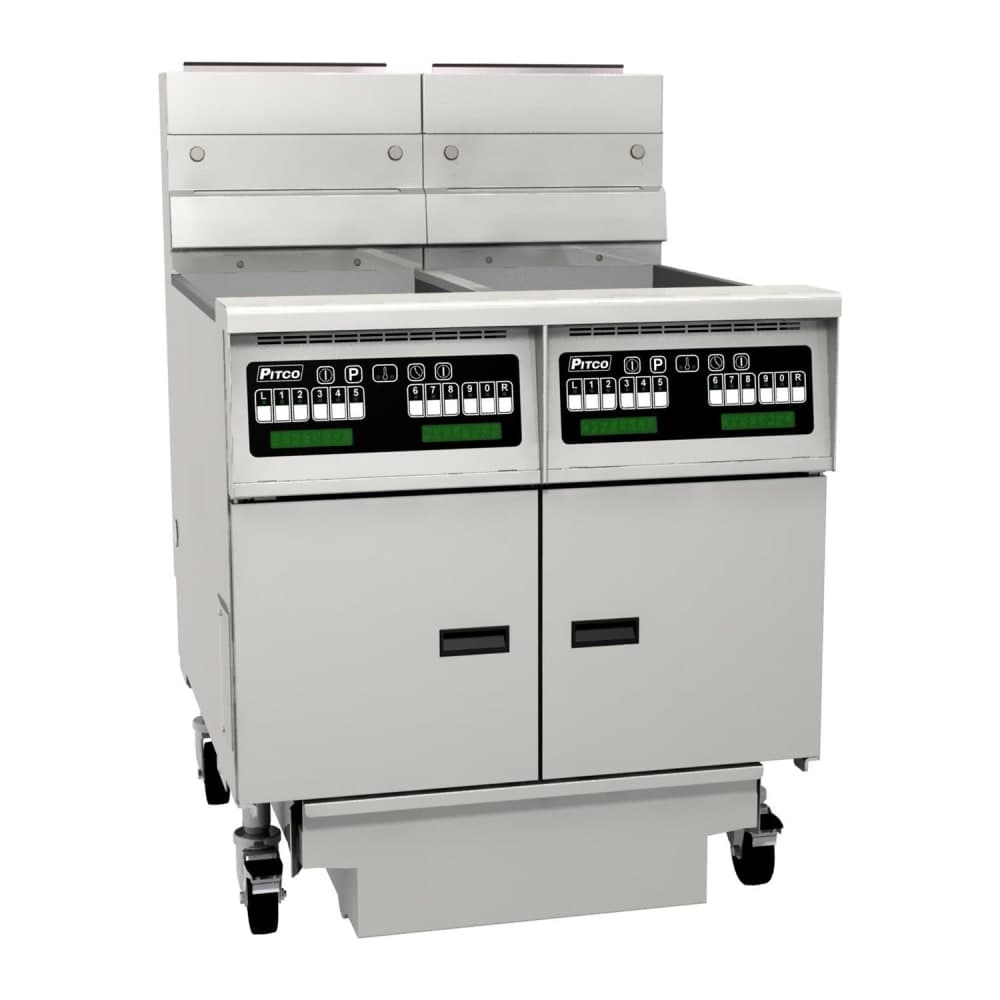 Pitco SG14RS-2FD Gas Fryer - (2) 50 lb Vats, Floor Model, NG