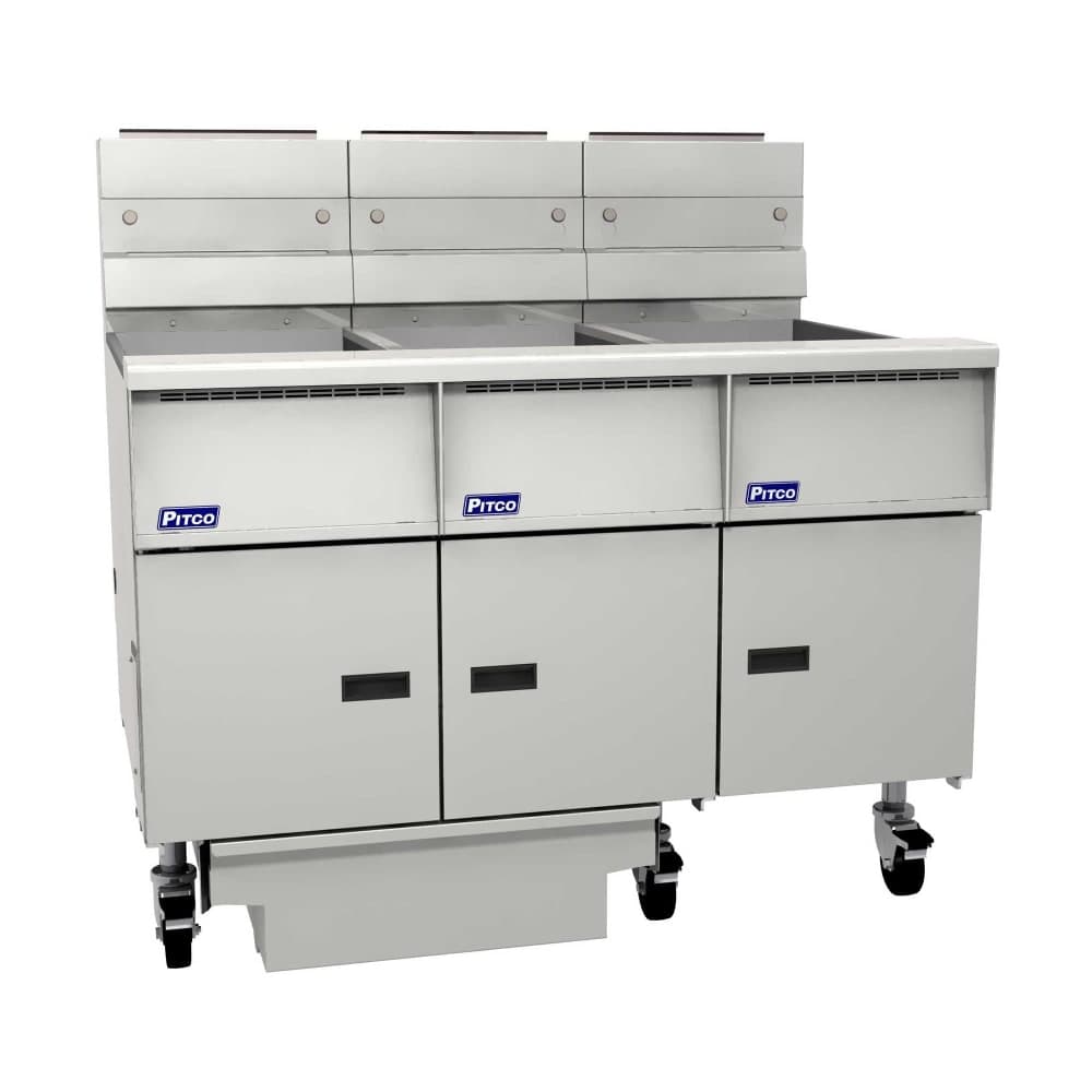 Pitco SG14RS-3FD Gas Fryer - (3) 50 lb Vats, Floor Model, NG