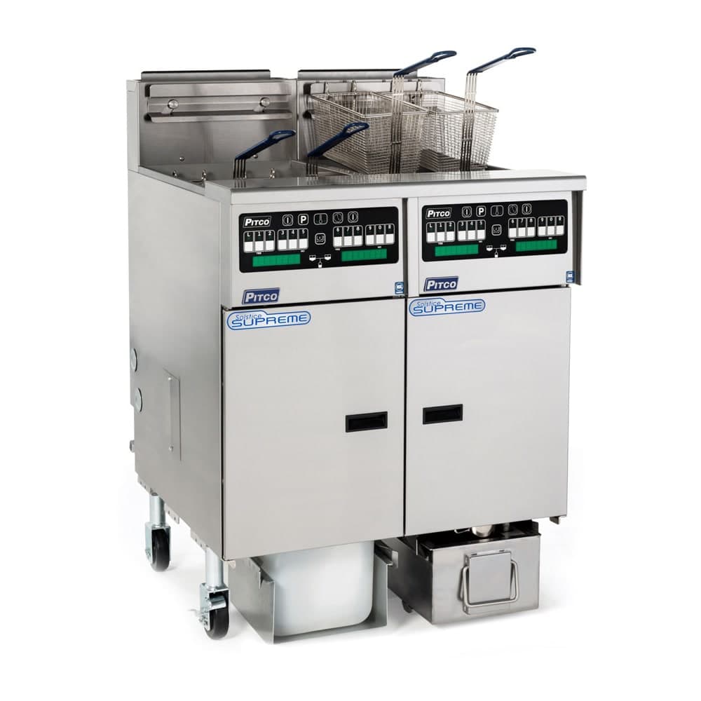Pitco SSHLV14C-3/FD Gas Fryer - (3) 32 lb Vats, Floor Model, NG