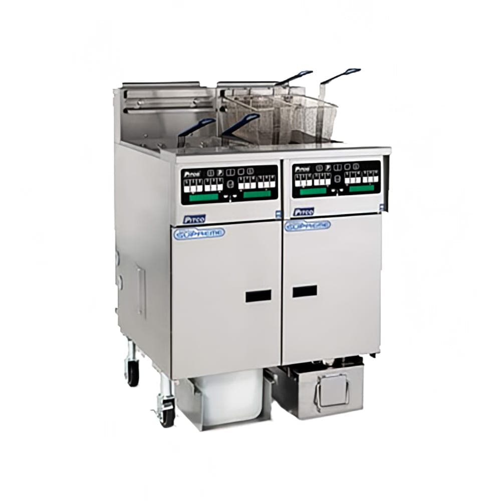Pitco SSHLV14-C/FD Gas Fryer - (1) 32 lb Vats, Floor Model, Natural Gas