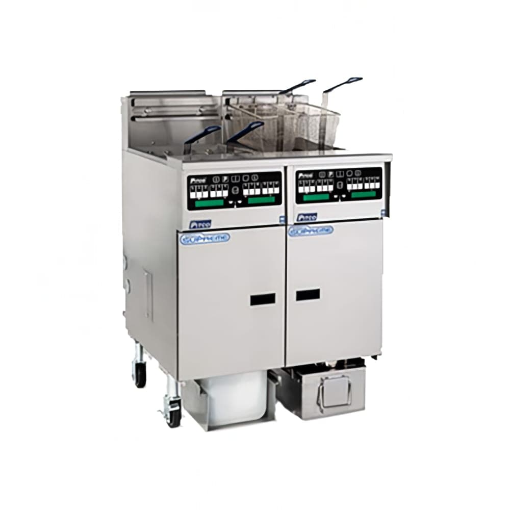 Pitco SSHLV14T-C/FD Gas Fryer - (2) 17 lb Vats, Floor Model, LP